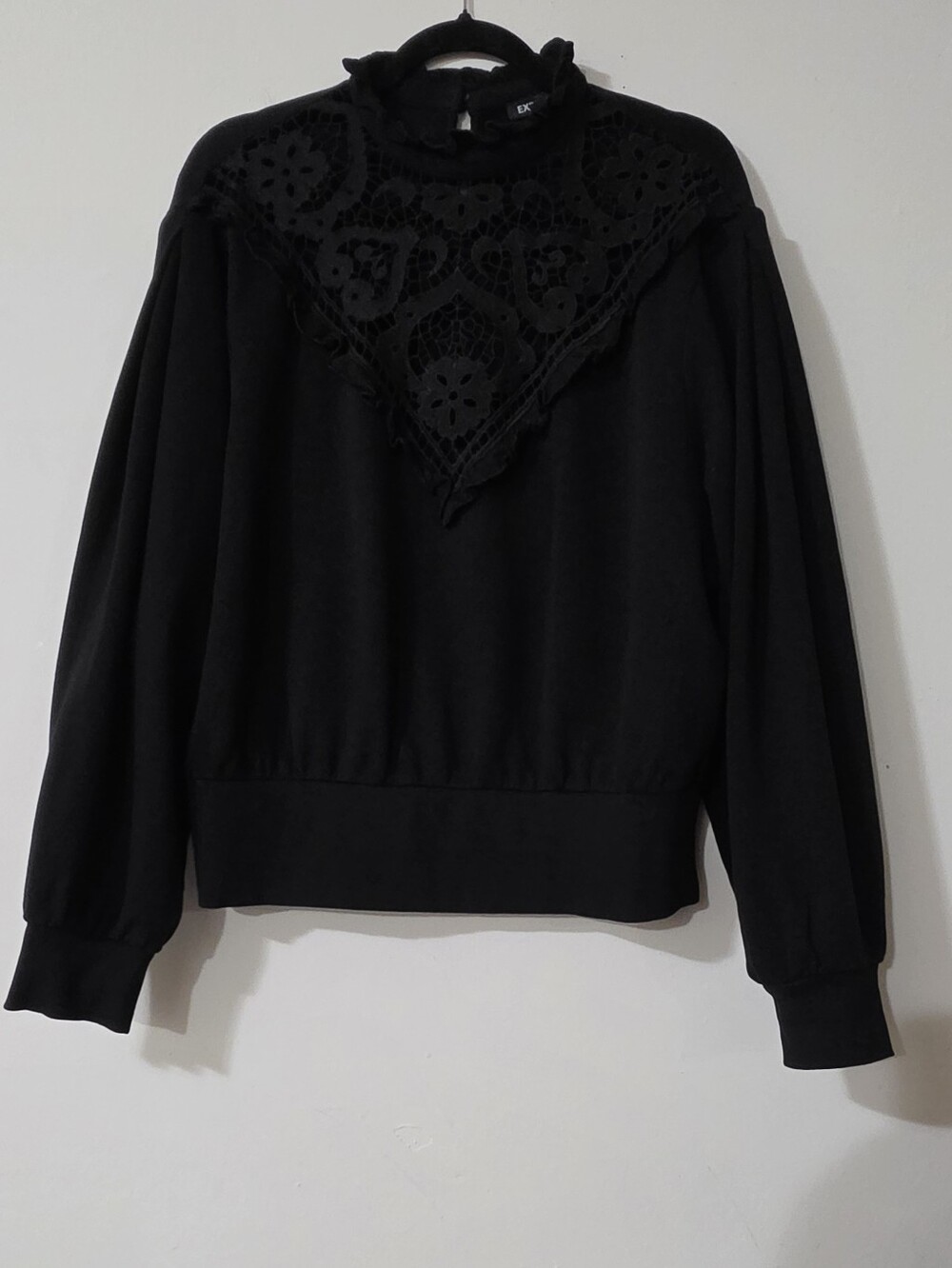 Express Black Lace Yoke Turtleneck Sweater